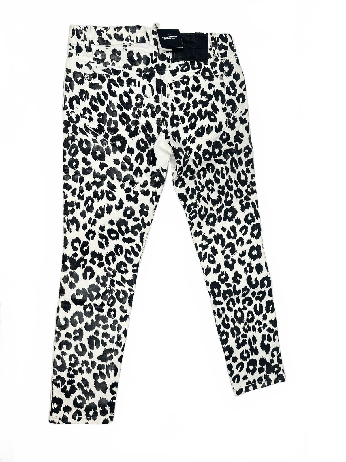 Dsquared2 Dsquared2 Runway Straight Cropped Jean White Leopard Print IT 38 W30 | NWT - Vestir