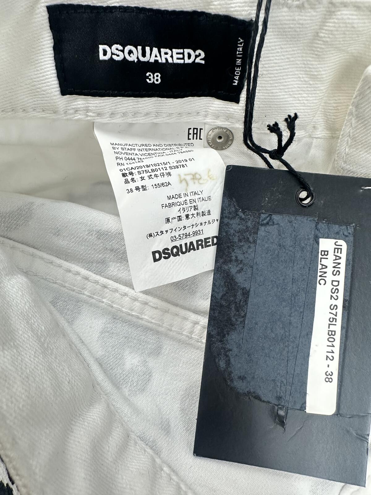 Dsquared2 Dsquared2 Runway Straight Cropped Jean White Leopard Print IT 38 W30 | NWT - Vestir