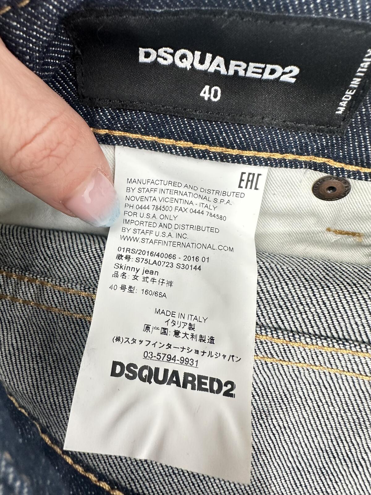 Dsquared2 Dsquared2 Skinny Jean Dark Indigo Ankle Zip Short Crotch IT 40 US 4 | NWT - Vestir