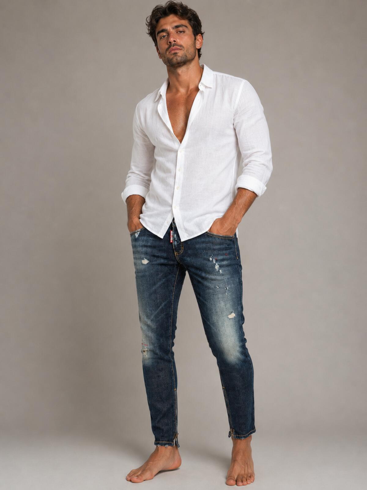 Dsquared2 Dsquared2 Skinny Jean Dark Wash Distressed Ankle Zip Men IT 44 | NWT - Vestir