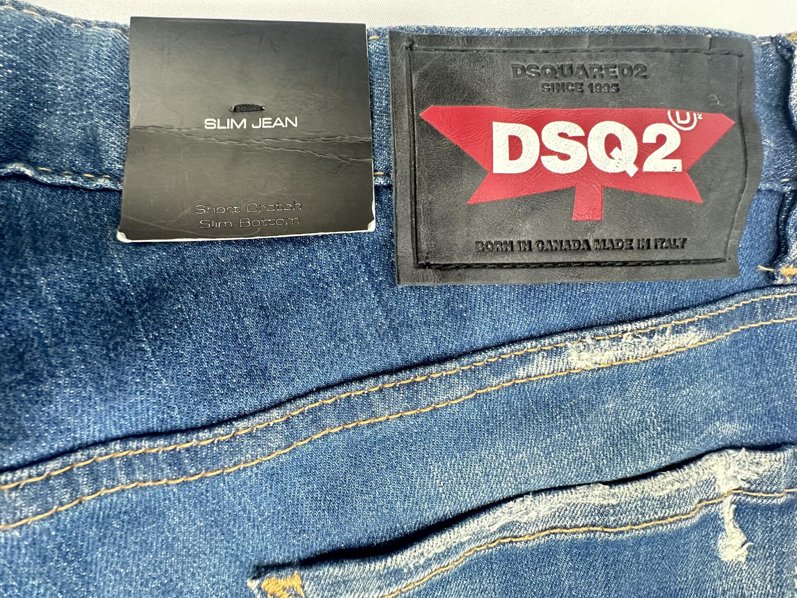Dsquared2 Dsquared2 Slim Jean Distressed Ruffle Fly Denim IT 48 W33 | NWT - Vestir