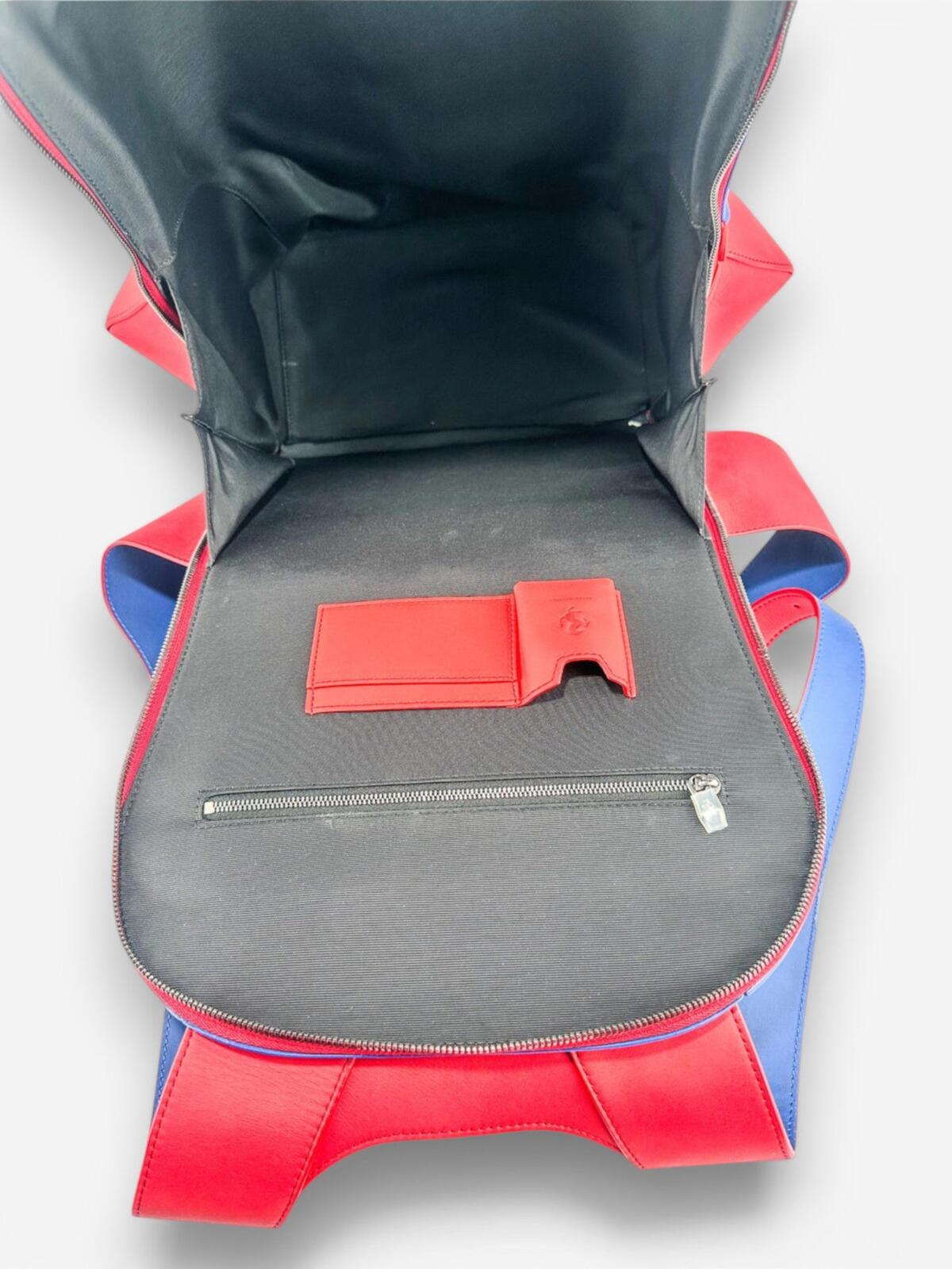 Ferrari Prancing Horse Smooth Leather Backpack Red Blue | Rare Boutique