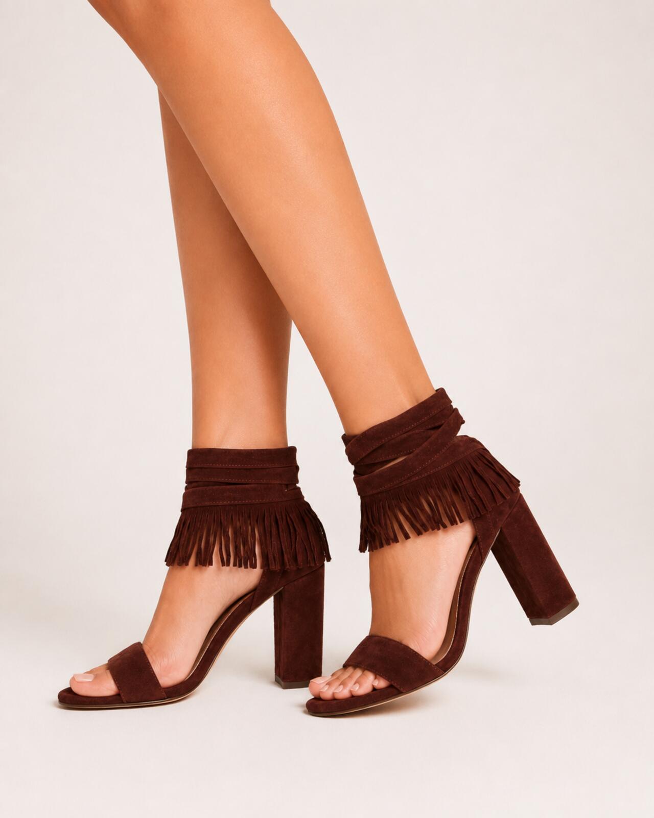 Gianvito Rossi Gianvito Rossi Geri Fringe Suede Sandals Chocolate Brown EU 36 US 6 | NIB - Vestir