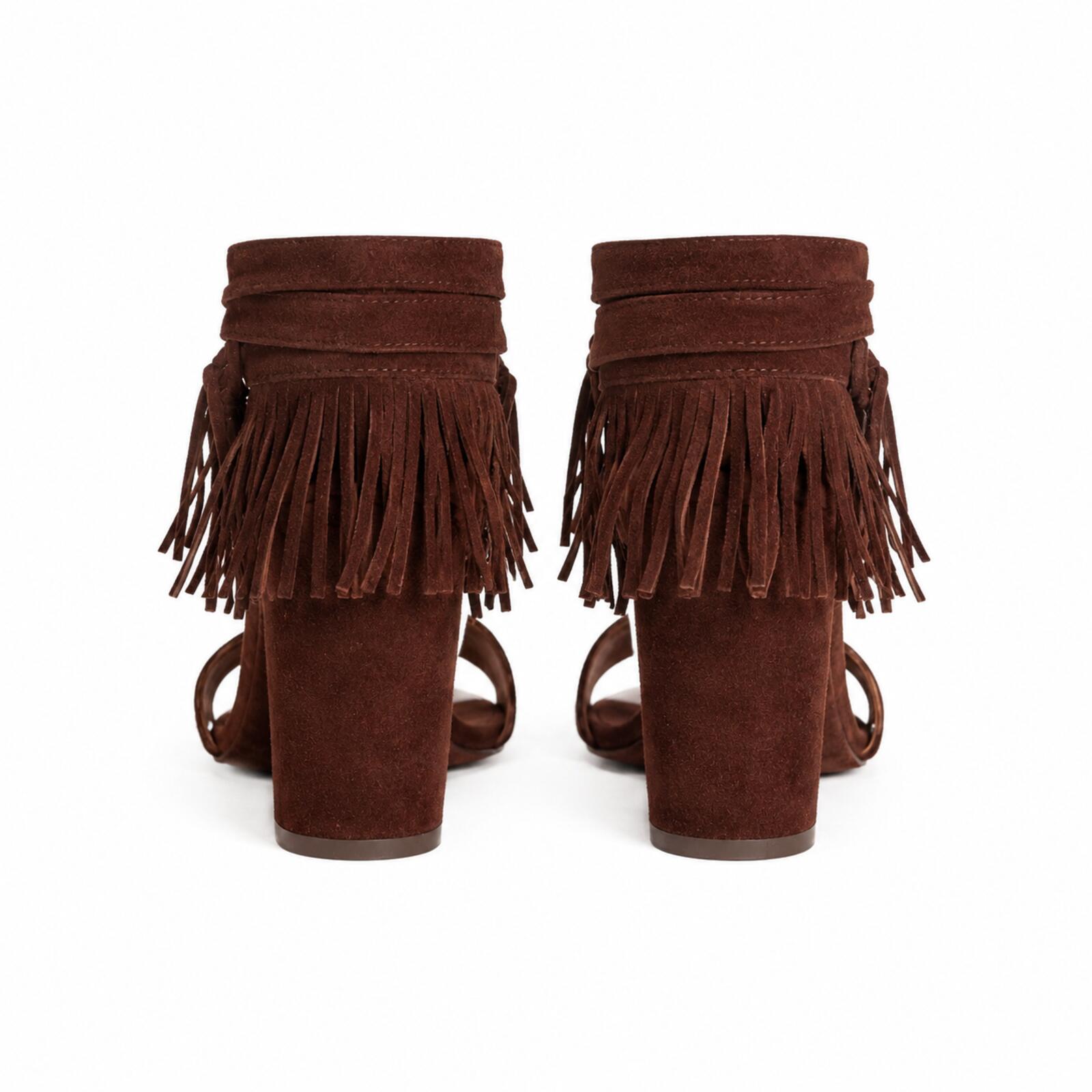 Gianvito Rossi Gianvito Rossi Geri Fringe Suede Sandals Chocolate Brown EU 36 US 6 | NIB - Vestir