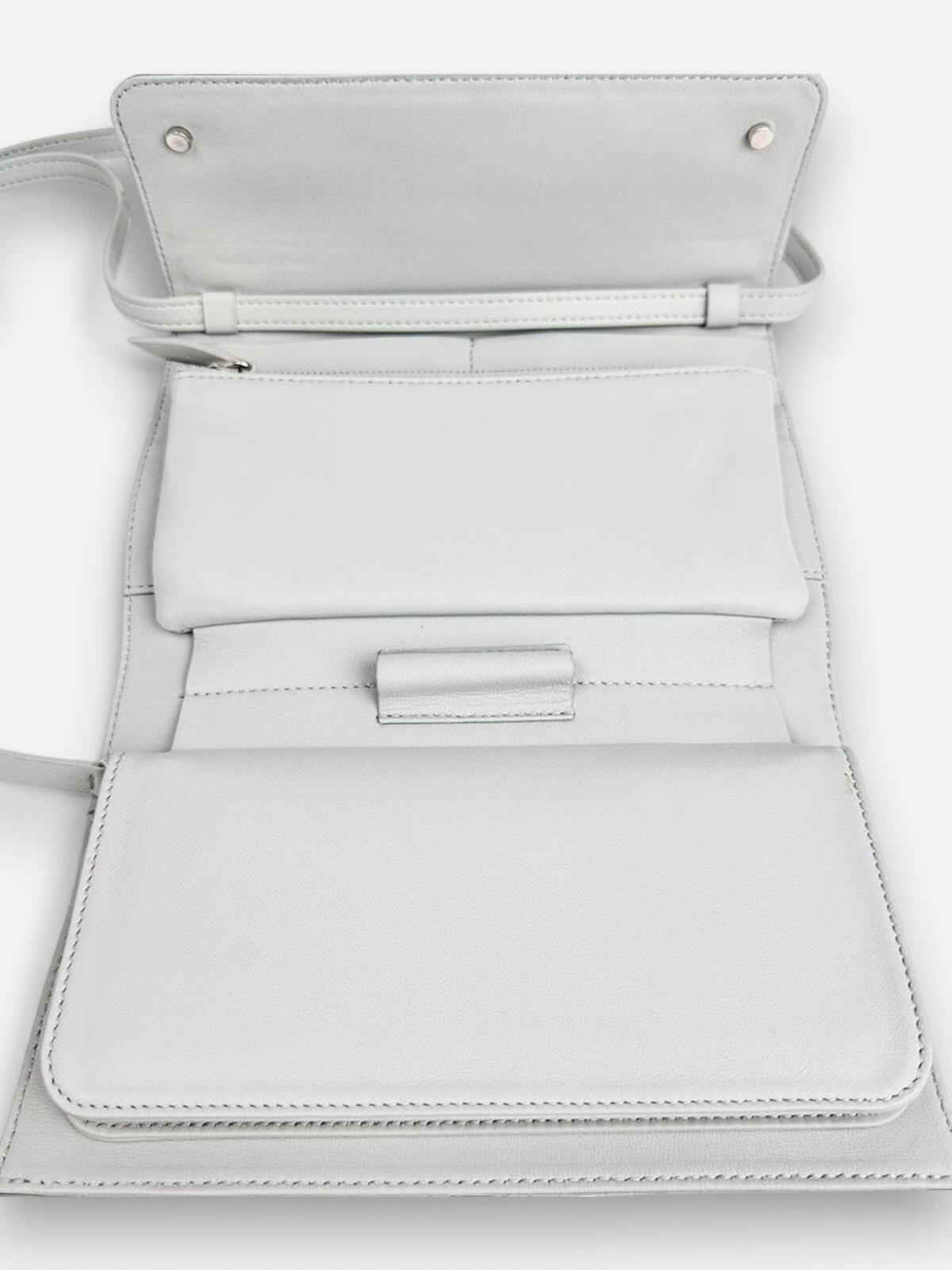 Giorgio Armani Giorgio Armani Gray Leather Convertible Wallet Crossbody Clutch Strap | New - Vestir