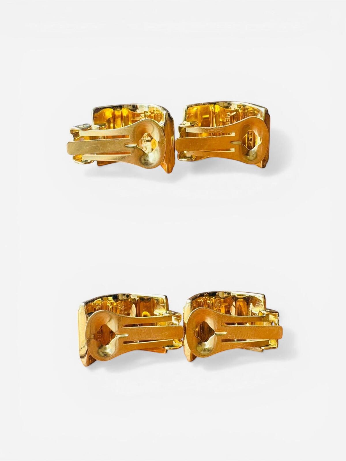 HERMES Hermès Vintage Gold Plated Enamel Bird Clip-On Earrings Green | Stamped - Vestir