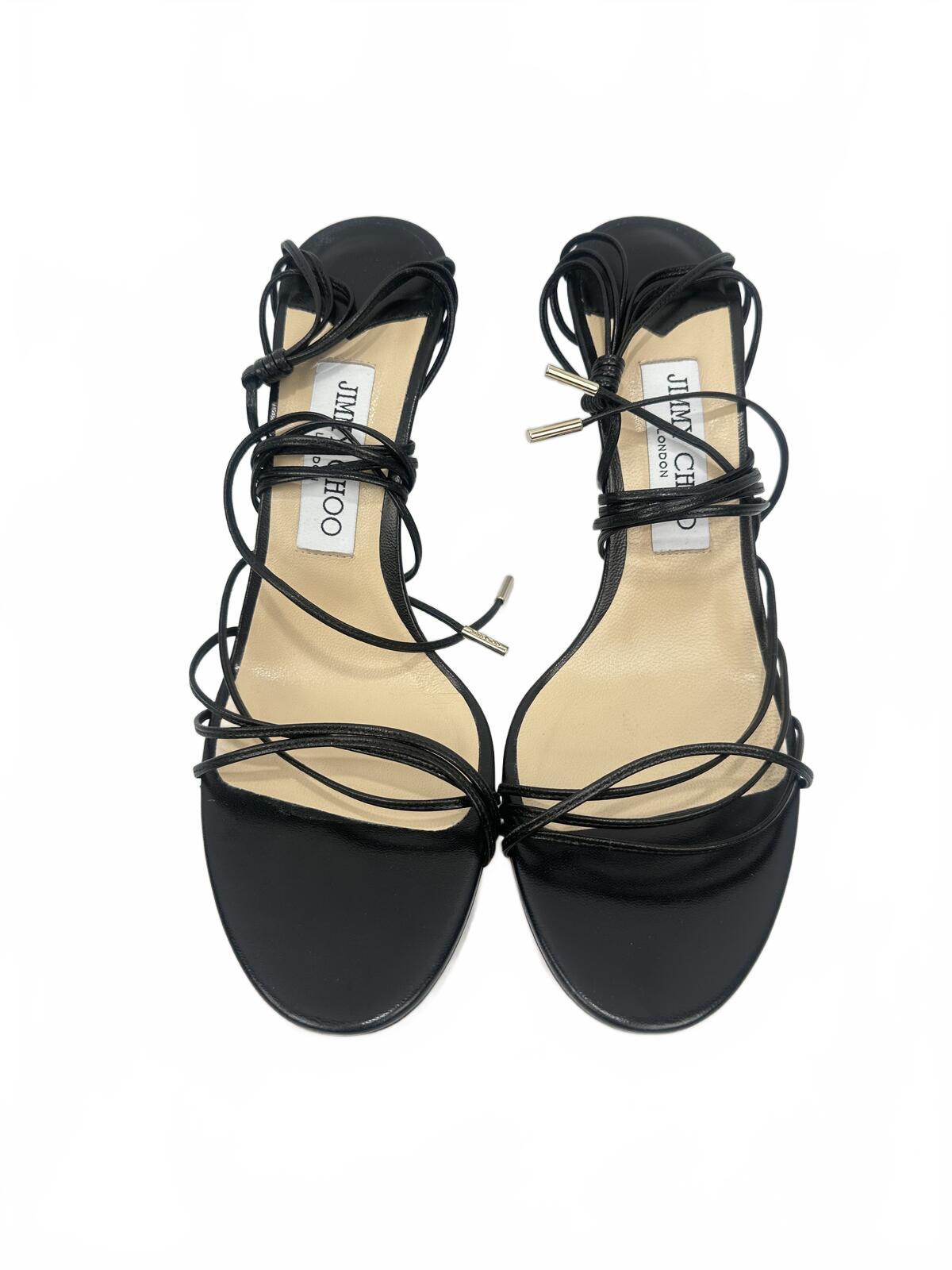 Jimmy Choo Jimmy Choo Black Leather Lace-Up Strappy Stiletto Sandal EU 39 US 9 | New - Vestir