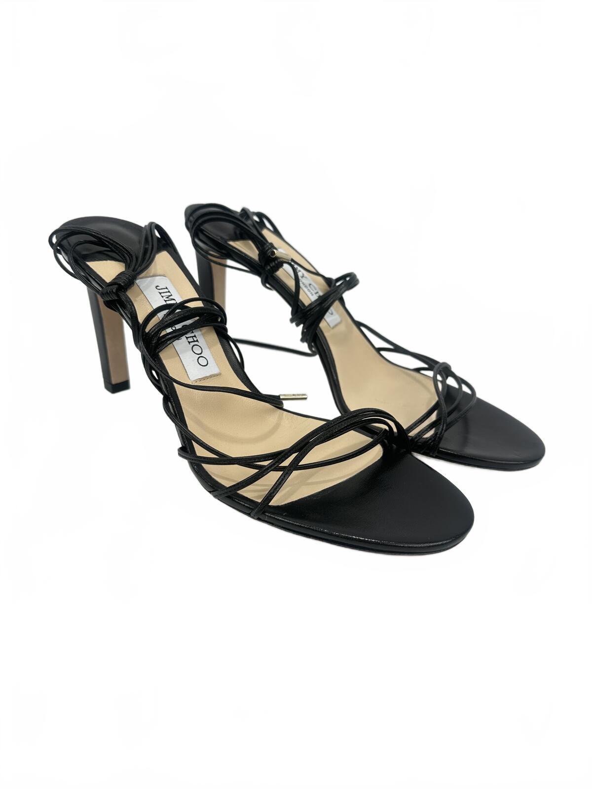 Jimmy Choo Jimmy Choo Black Leather Lace-Up Strappy Stiletto Sandal EU 39 US 9 | New - Vestir