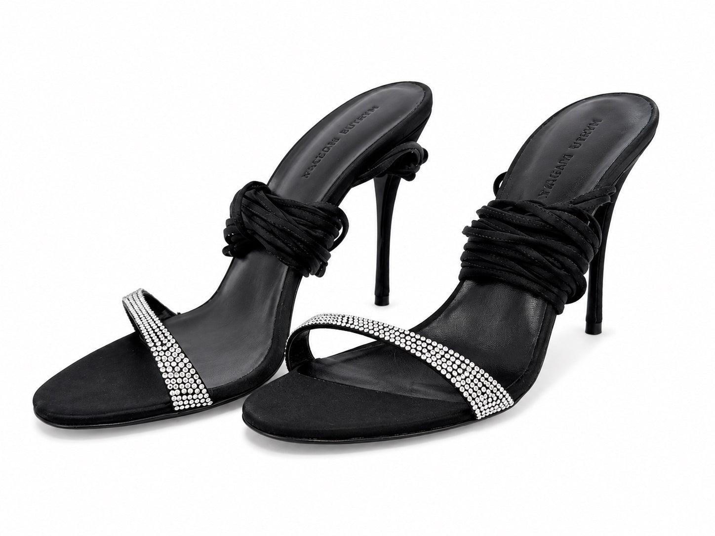 Magda Butrym Magda Butrym Wrap Around Satin Strass Rhinestone Heels Black EU 40 US 10 | NIB - Vestir