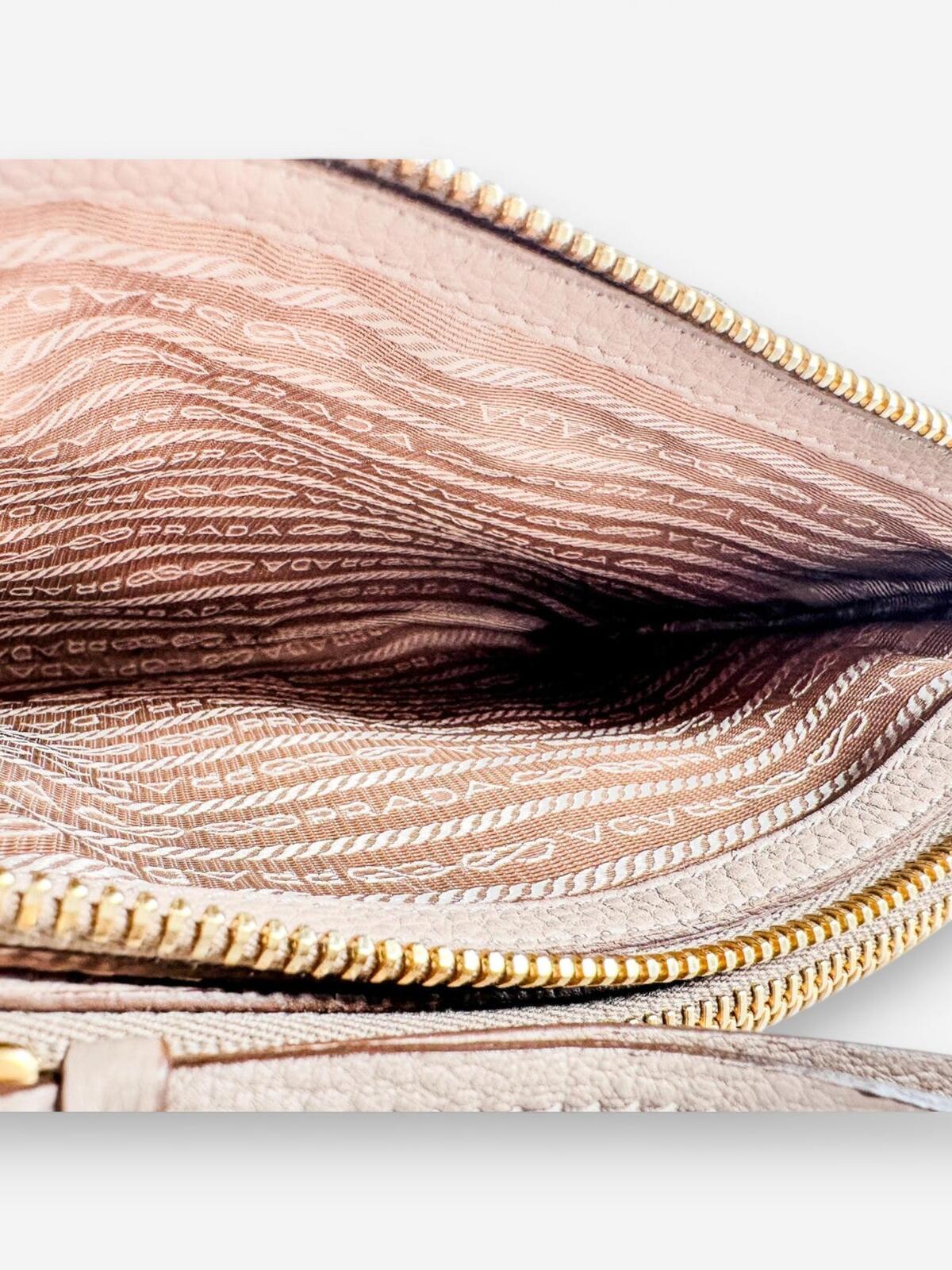 Prada Prada Vitello Phenix 1BH046 Double Zip Crossbody Cammeo Beige | NWT - Vestir