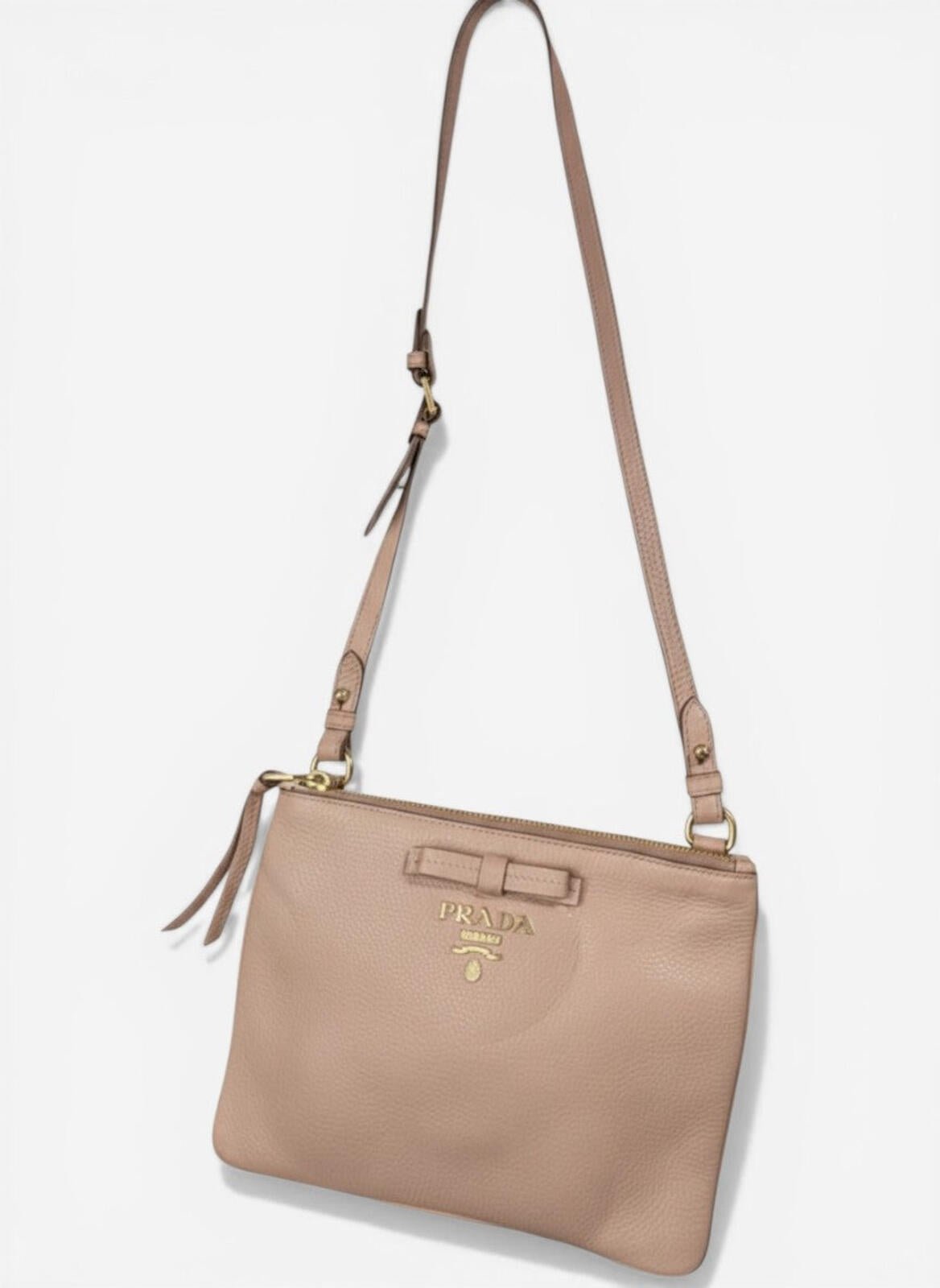 Prada Prada Vitello Phenix 1BH046 Double Zip Crossbody Cammeo Beige | NWT - Vestir