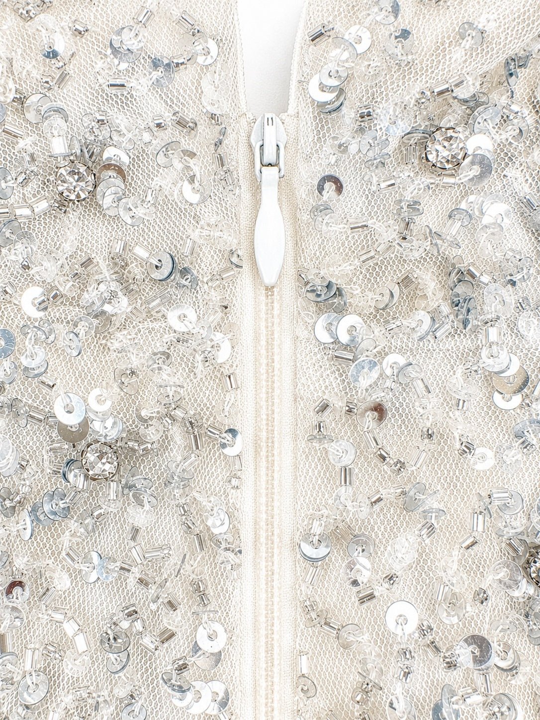 Retrofête Retrofête Yvette Embellished Beaded Tulle Sequin Cowl Mini Dress Grey M | NWT - Vestir