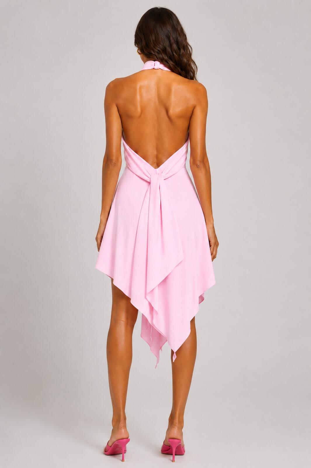 The Attico The Attico Becky Cutout Halter Mini Dress Baby Pink IT 44 US 8 | NWOT - Vestir
