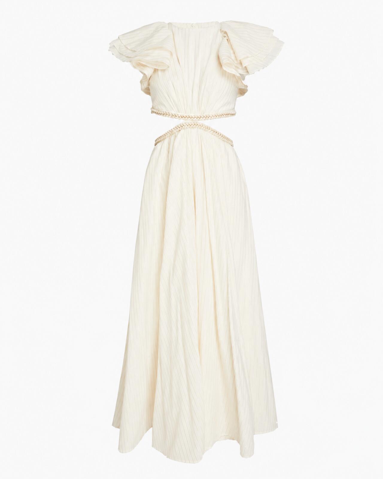 Zimmermann Zimmermann Anneke Cut Out Ruffle Maxi Dress Ivory Metallic Size 3 US 10 | NWT - Vestir