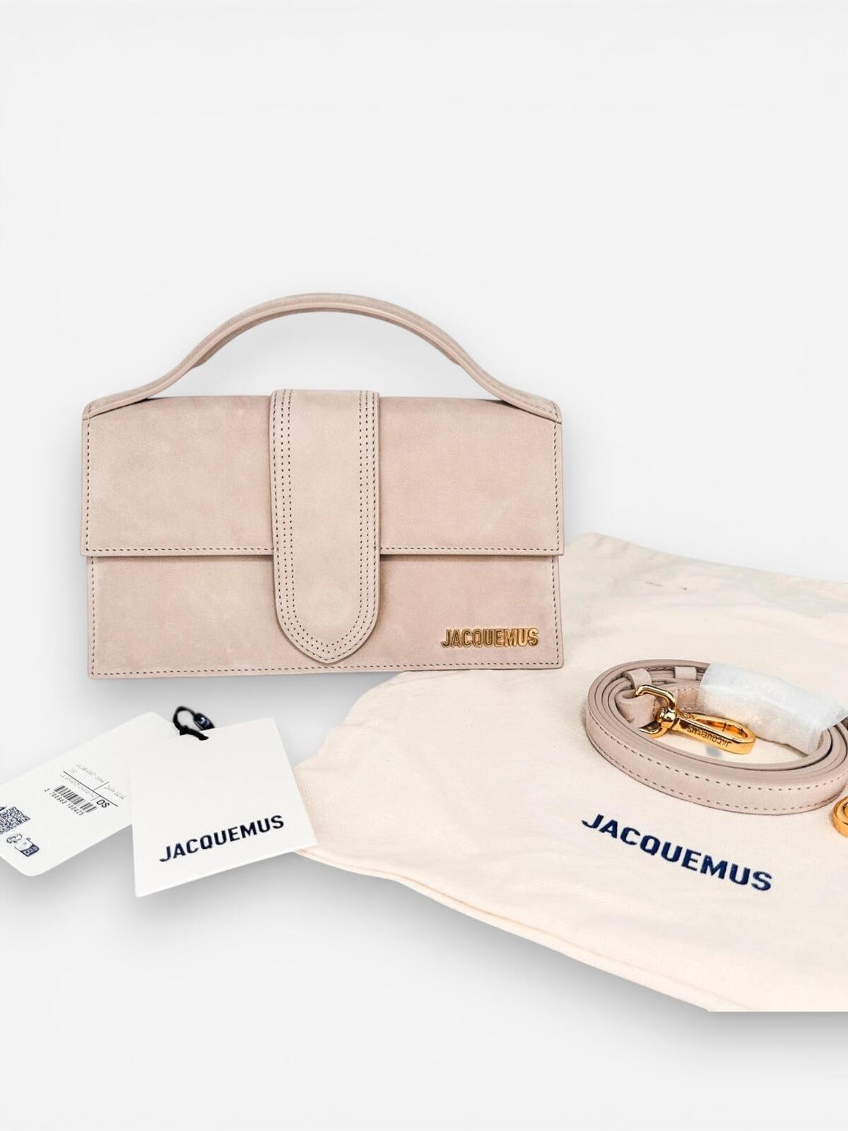 Jacquemus Le Grand Bambino Beige Nubuck Calf Leather Top Handle Bag NWT