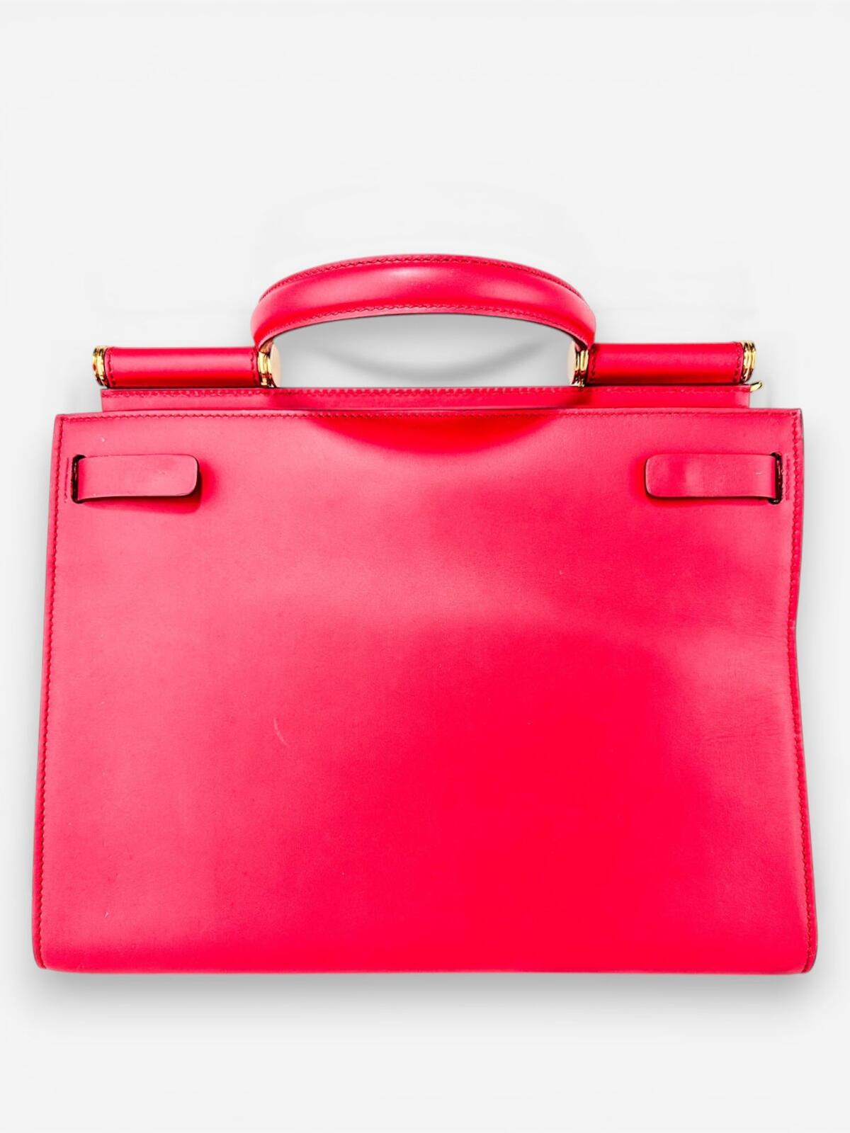 Dolce & Gabbana Sicily 62 Red Calfskin Top Handle Bag Gold Hardware NWT