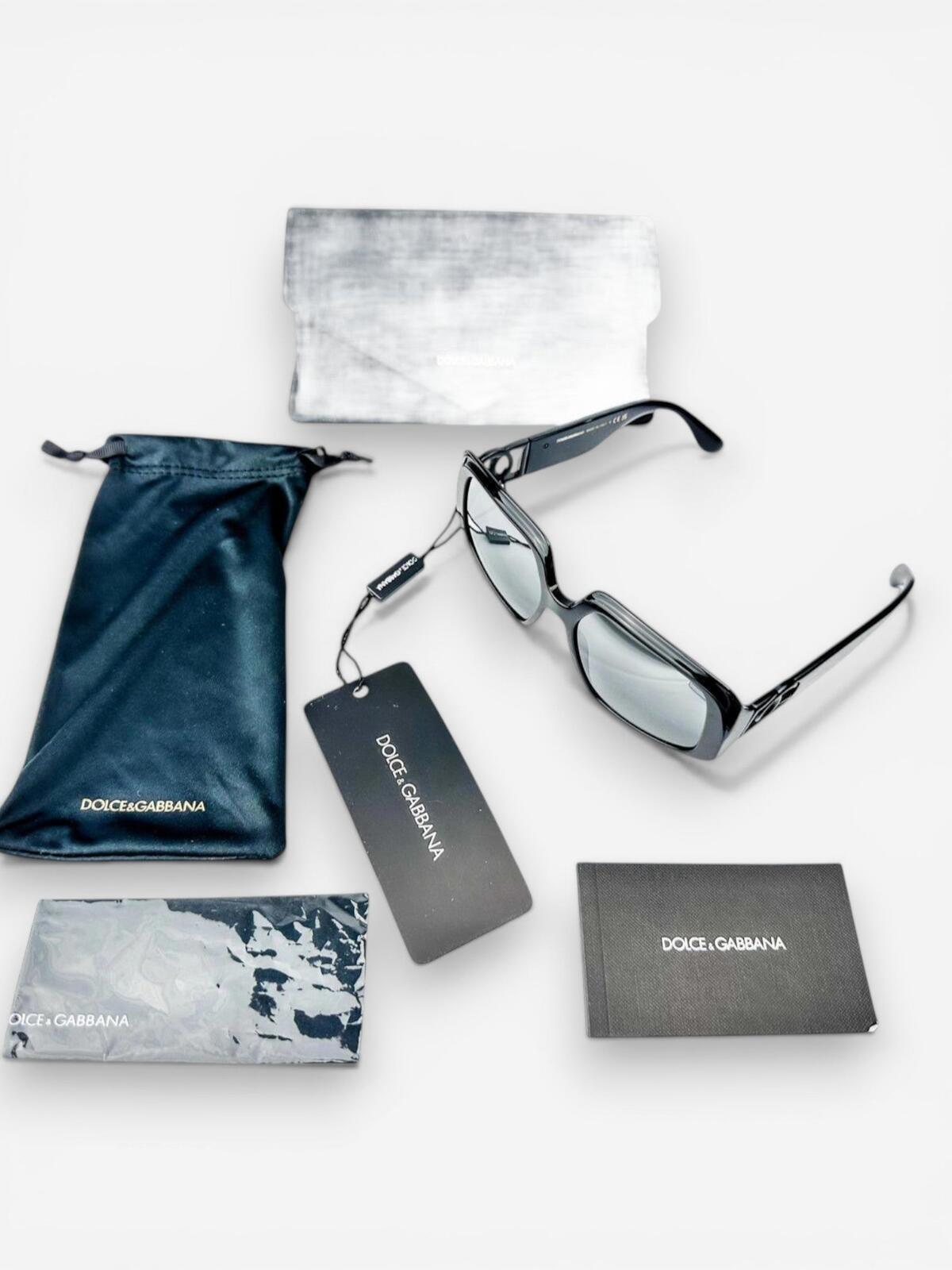 Dolce & Gabbana DG4386 Black Oversized Square Sunglasses DG Logo | NWT