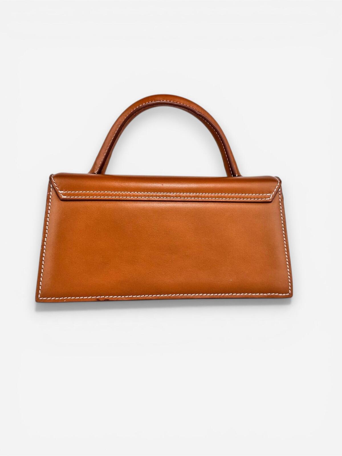 Jacquemus Le Chiquito Long Light Brown Calf Leather Top Handle Bag | New