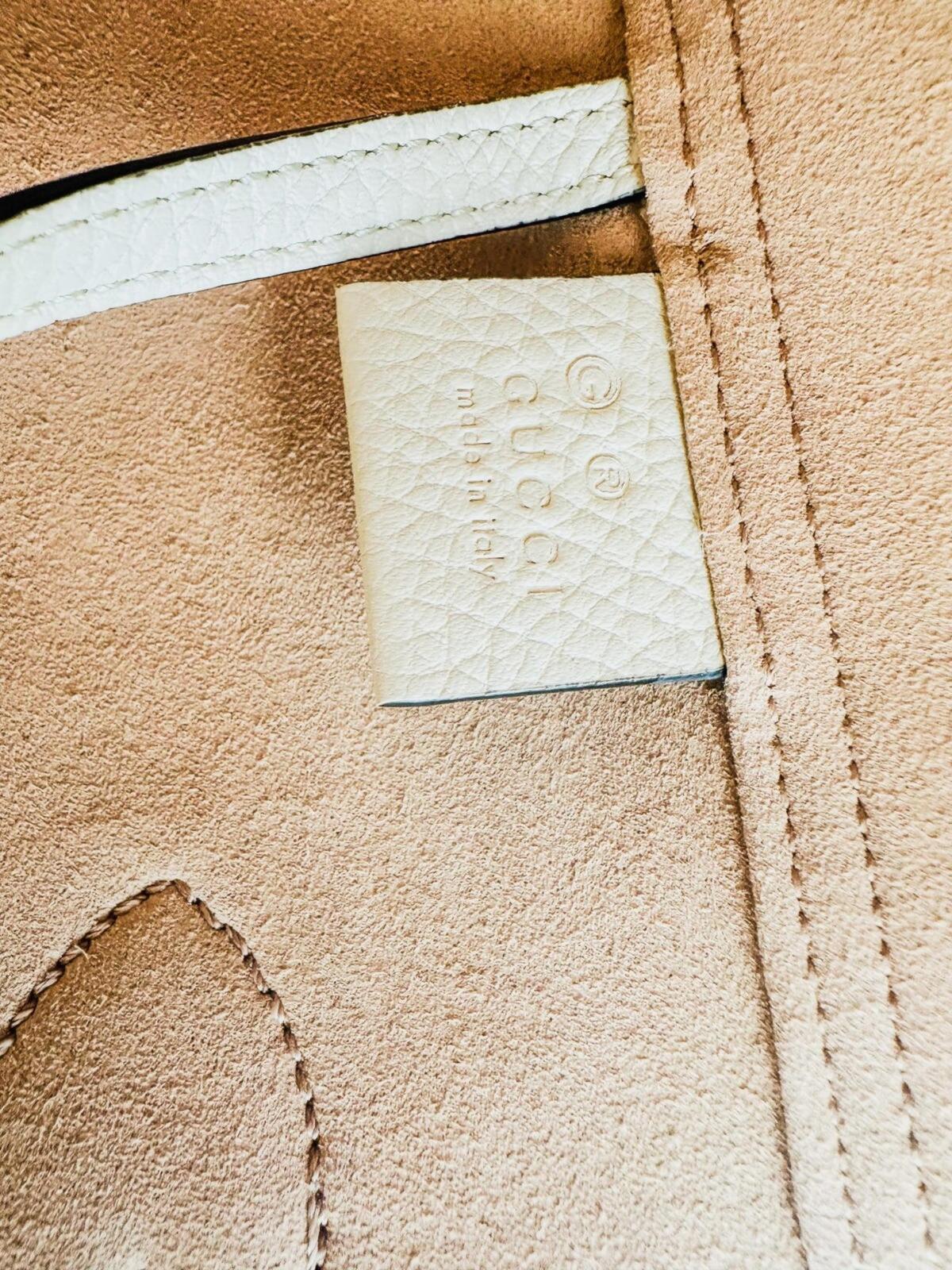 Gucci Dahlia Small Tote Mystic White Grained Calfskin Double G | New