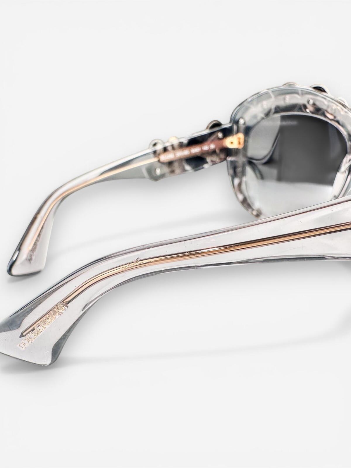 Dolce & Gabbana DG4266 Gray Translucent Metal Stud Sunglasses | NWT Rare