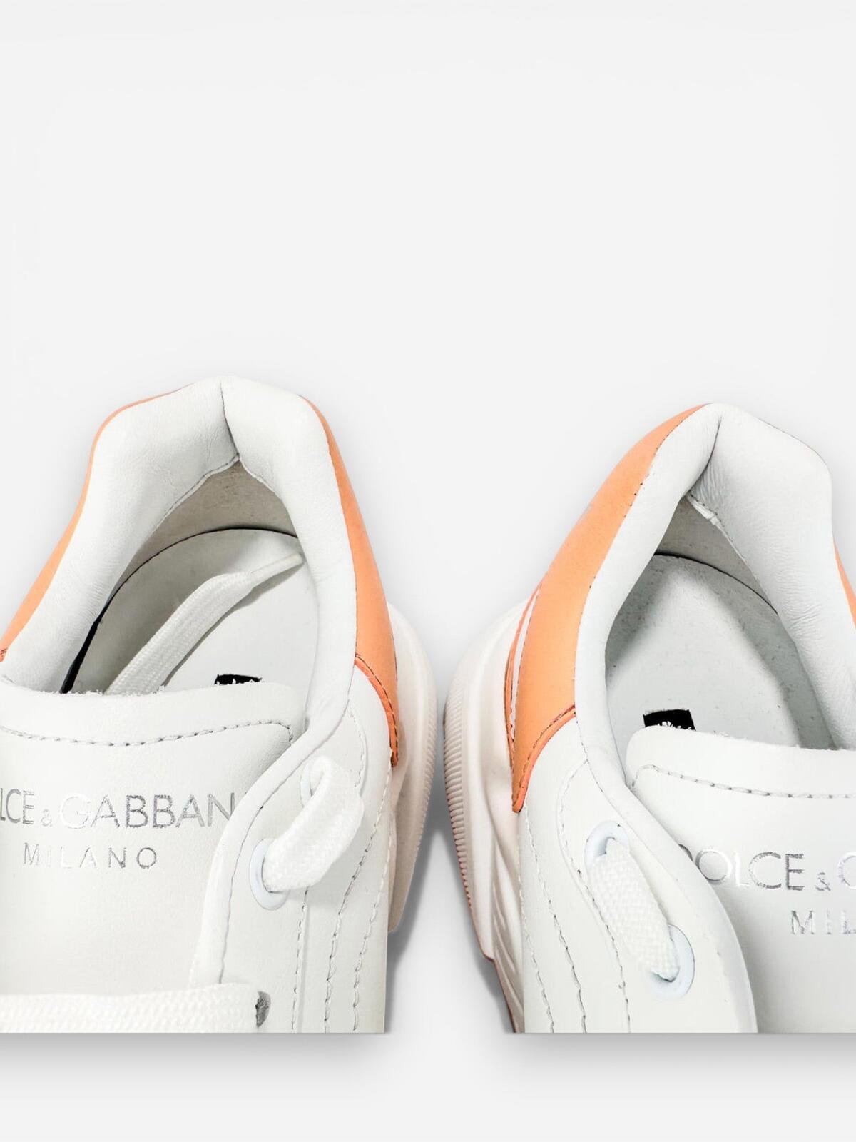 Dolce & Gabbana Daymaster White Peach Leather Sneaker EU 40 US 9 | New