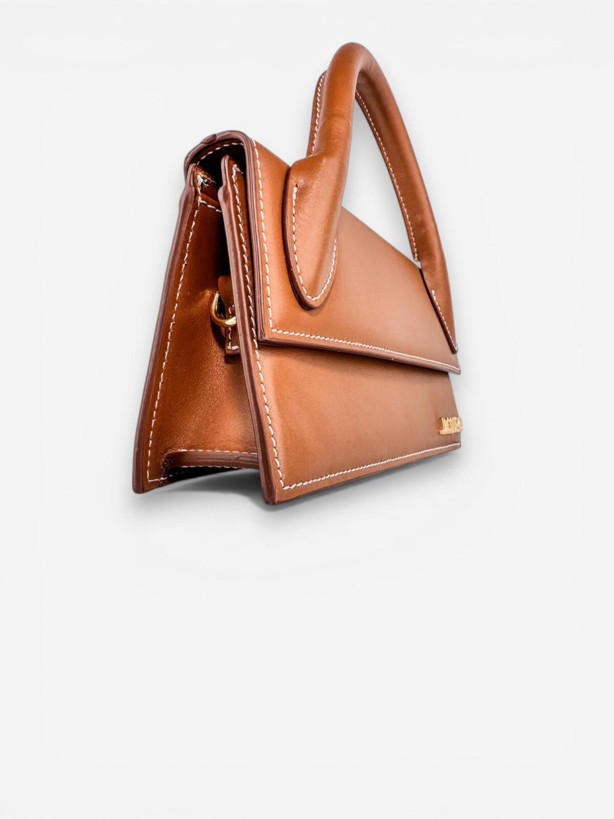 Jacquemus Le Chiquito Long Light Brown Calf Leather Top Handle Bag | New