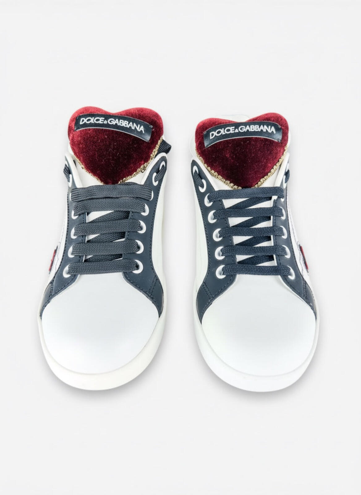 Dolce & Gabbana Portofino Heart Stud Leather Sneaker EU 36.5 US 6.5 NWT