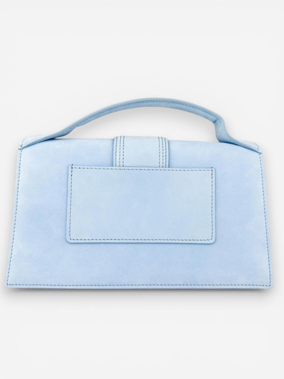 Jacquemus Le Grand Bambino Light Blue Nubuck Suede Top Handle Bag NWT
