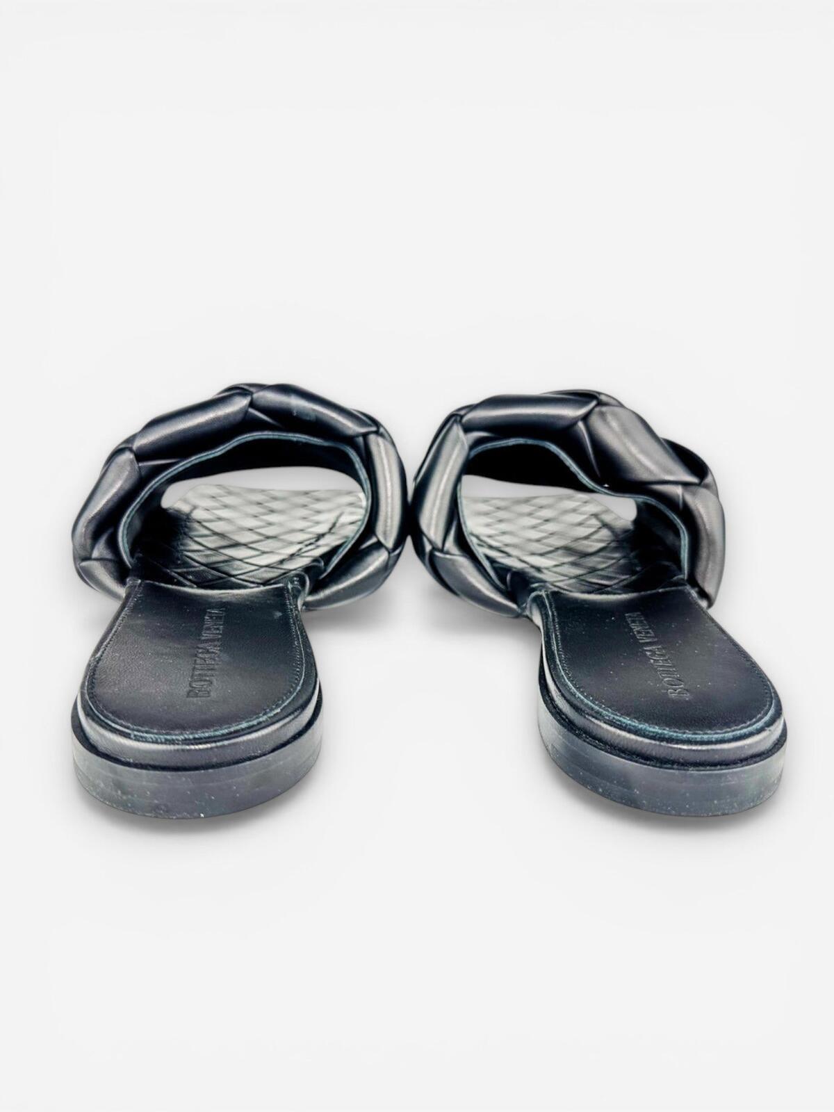 Bottega Veneta Lido Black Padded Intrecciato Flat Slide Sandal EU 36 NIB