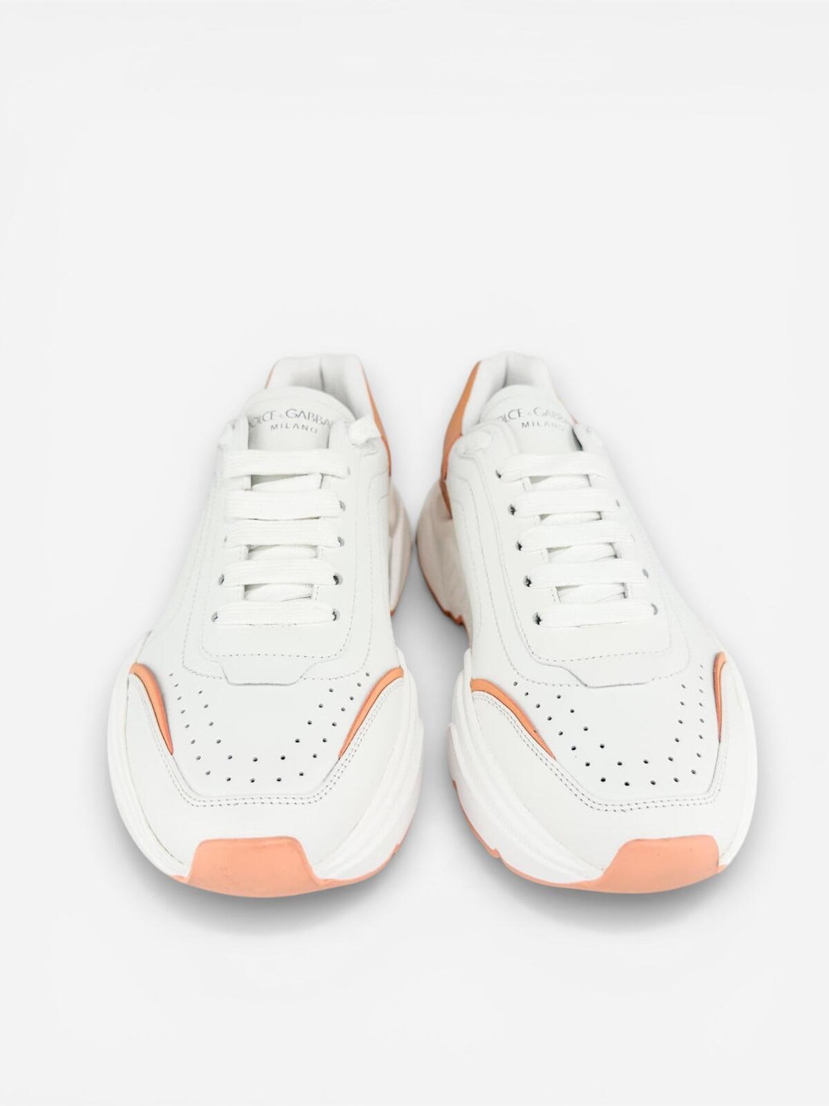Dolce & Gabbana Daymaster White Peach Leather Sneaker EU 40 US 9 | New