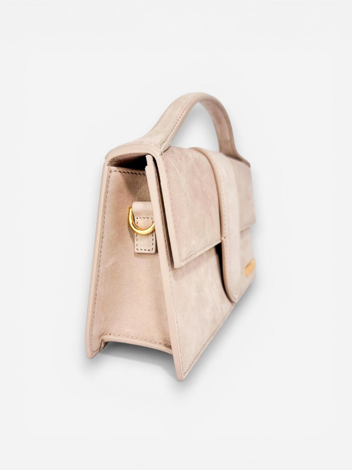Jacquemus Le Grand Bambino Beige Nubuck Calf Leather Top Handle Bag NWT