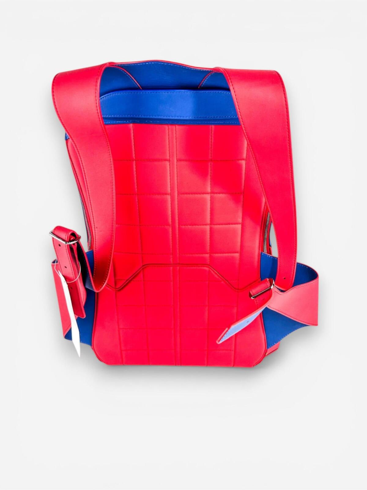 Ferrari Prancing Horse Smooth Leather Backpack Red Blue | Rare Boutique