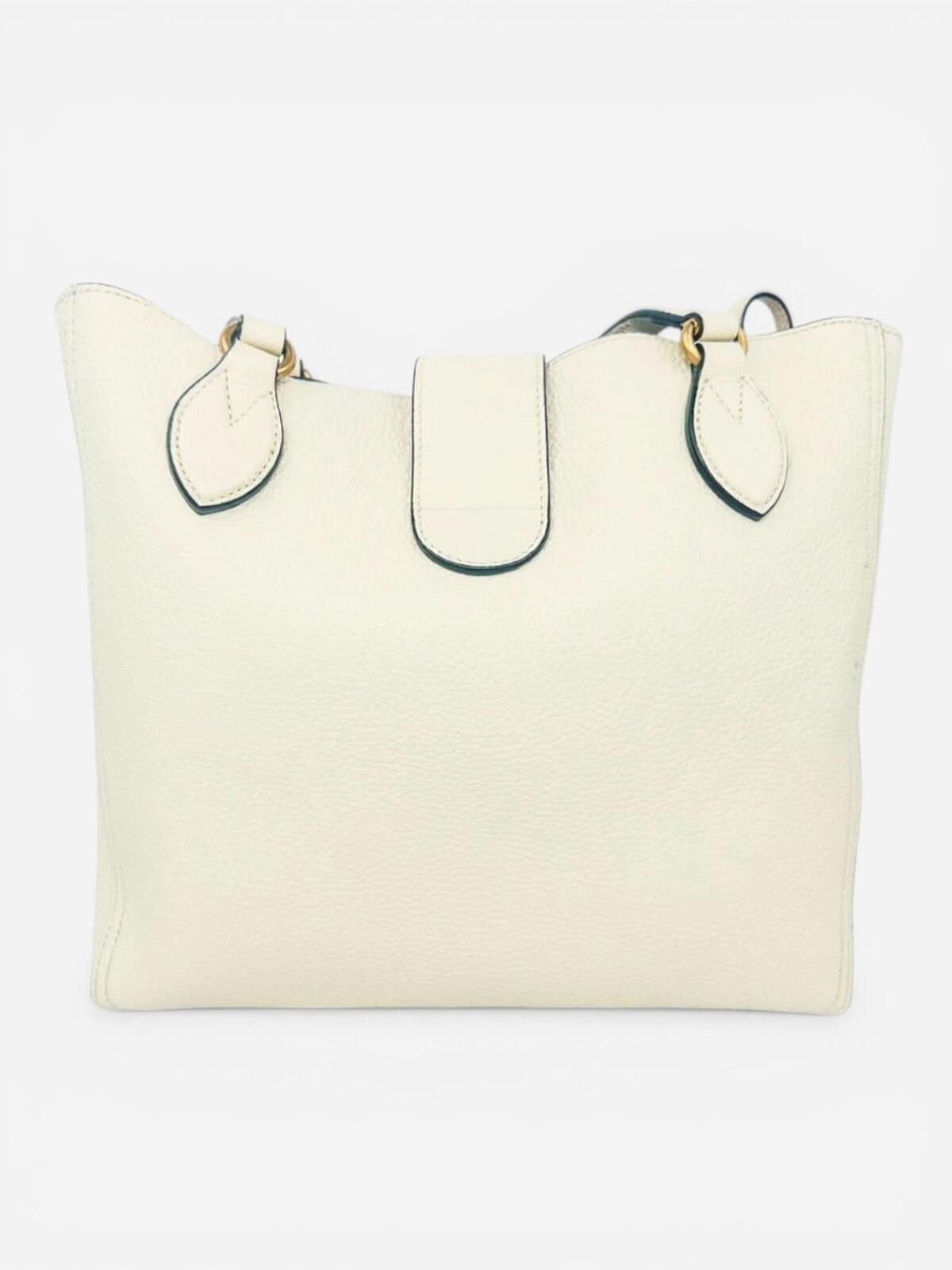 Gucci Dahlia Small Tote Mystic White Grained Calfskin Double G | New
