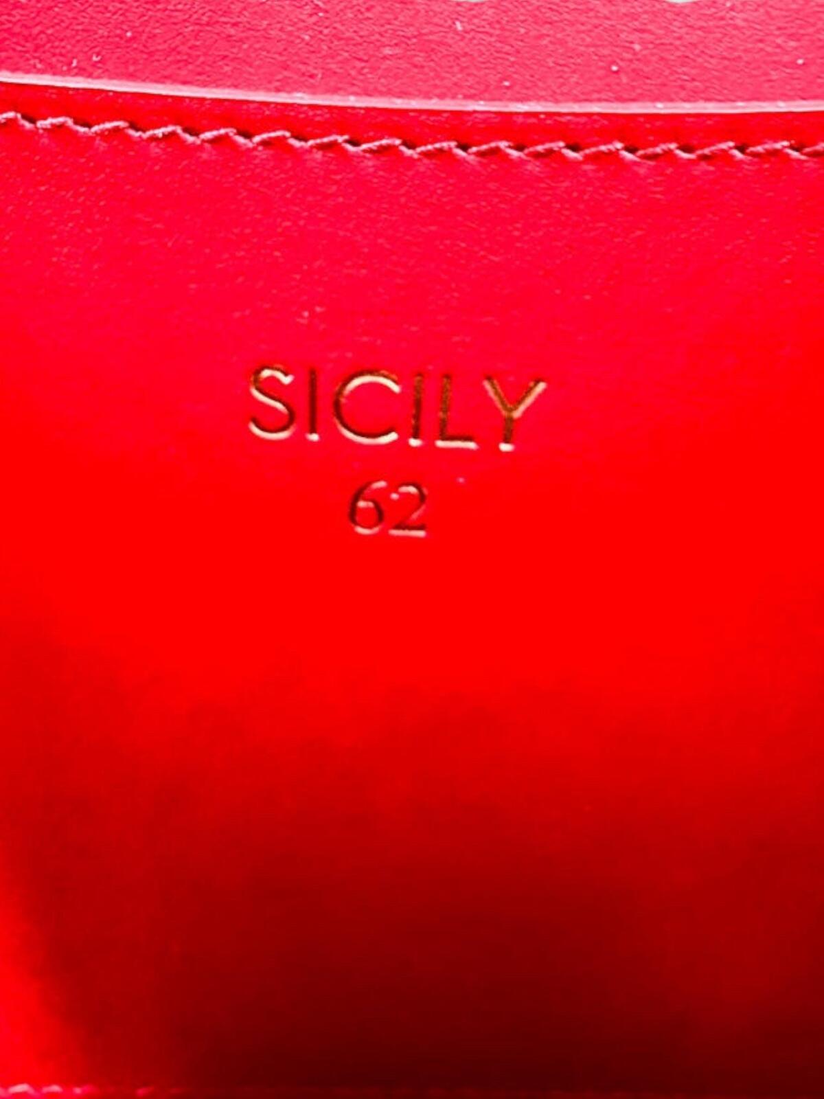 Dolce & Gabbana Sicily 62 Red Calfskin Top Handle Bag Gold Hardware NWT