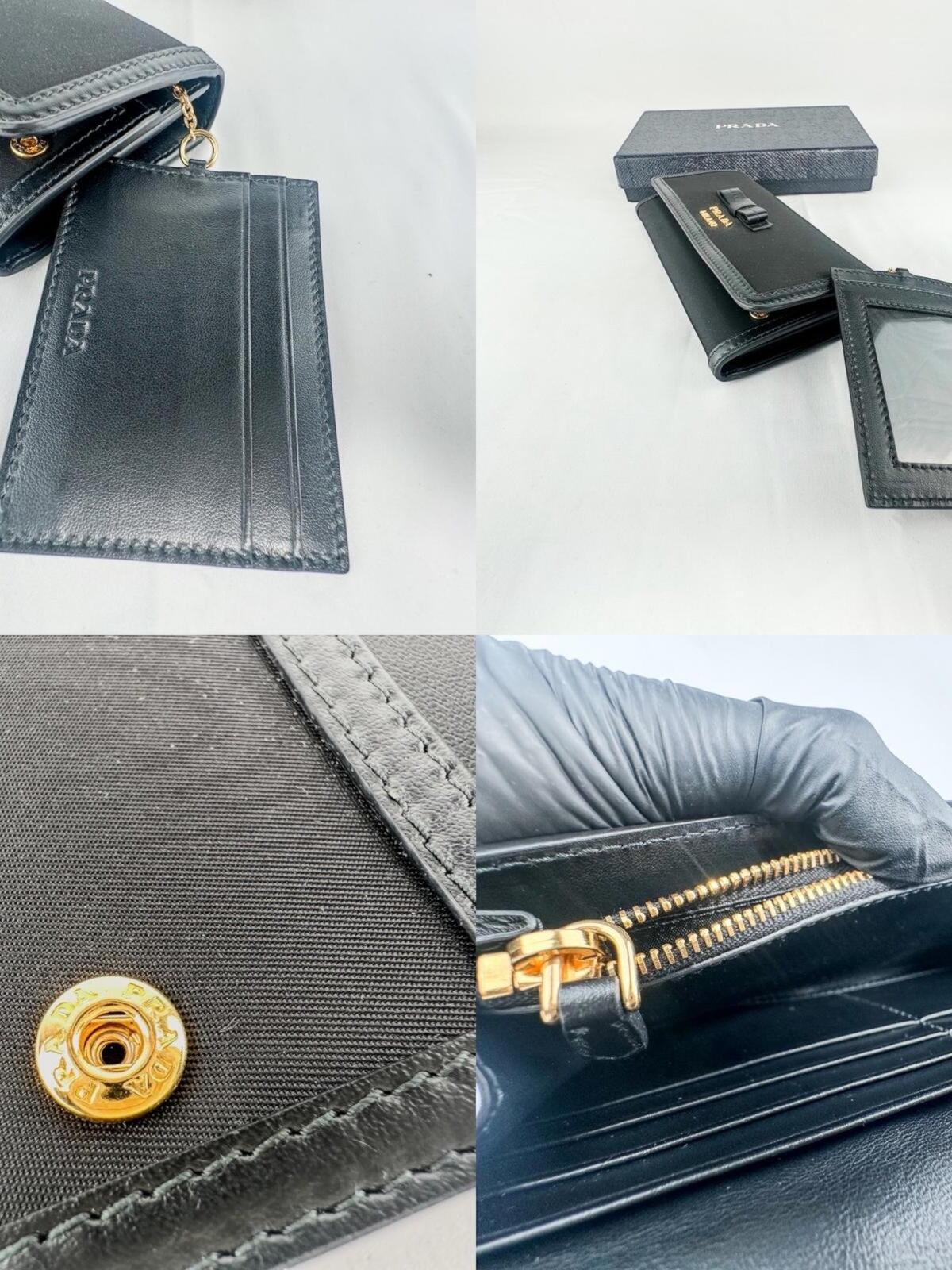 Prada Pattina Bow Wallet Black Tessuto Nylon & Leather | New w/ Box