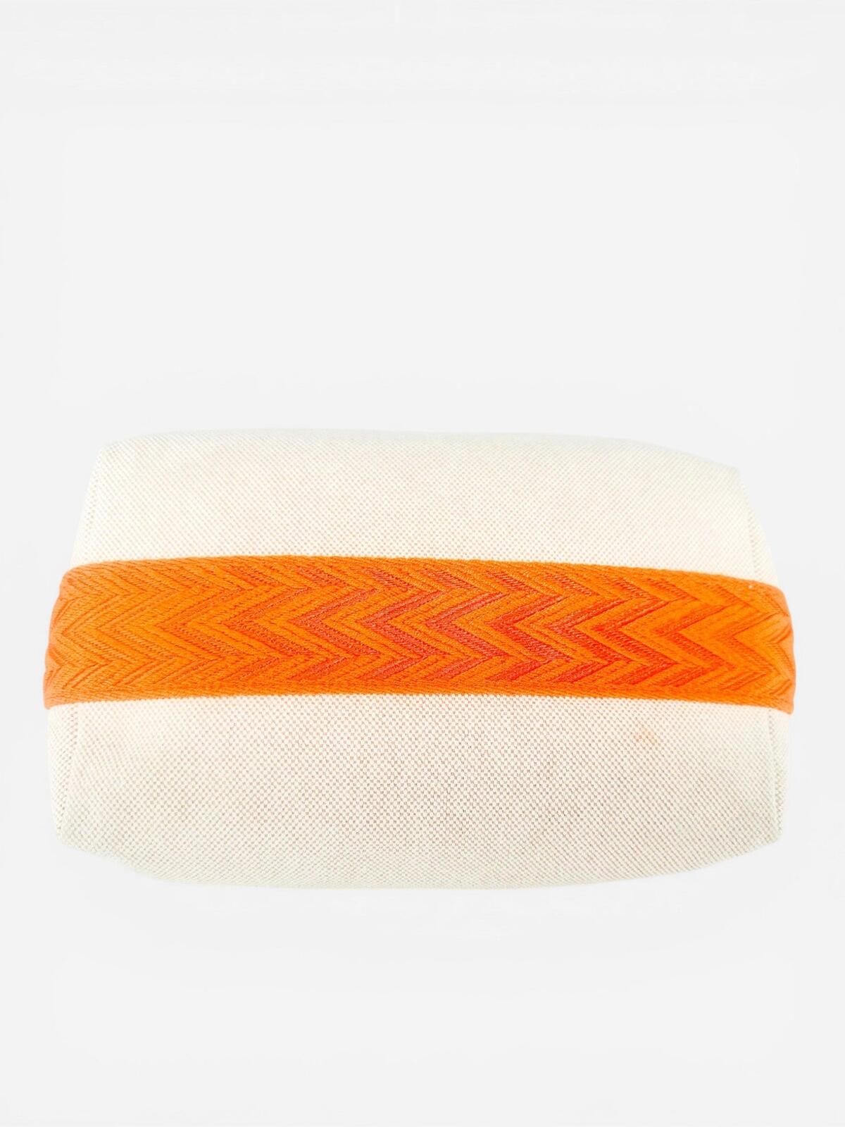 Hermès Bride-A-Brac Canvas Pouch Natural Orange Zip Top | Pre-Owned