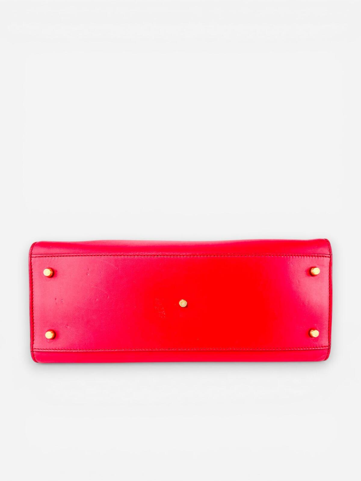Dolce & Gabbana Sicily 62 Red Calfskin Top Handle Bag Gold Hardware NWT