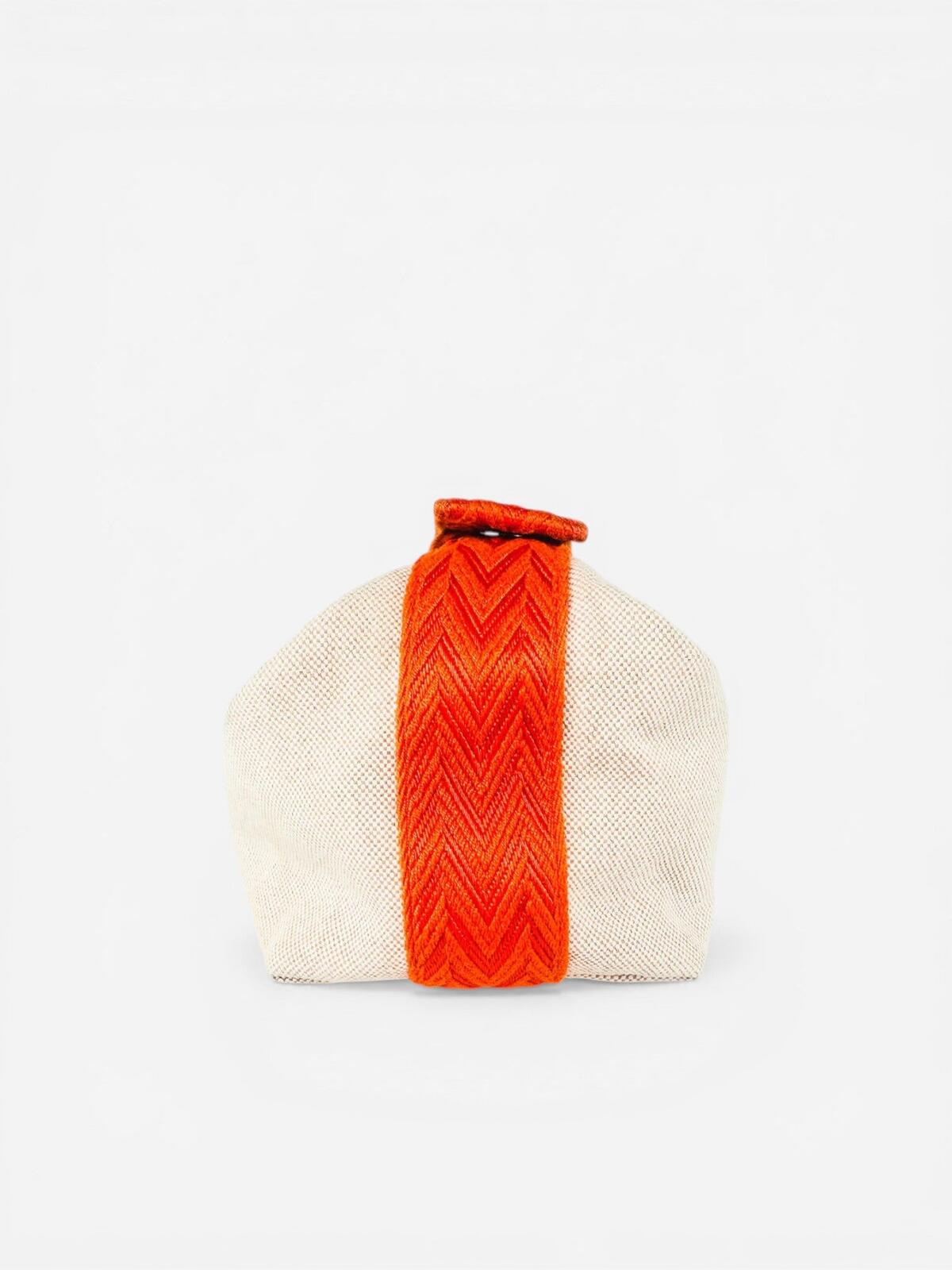 Hermès Bride-A-Brac Canvas Pouch Natural Orange Zip Top | Pre-Owned