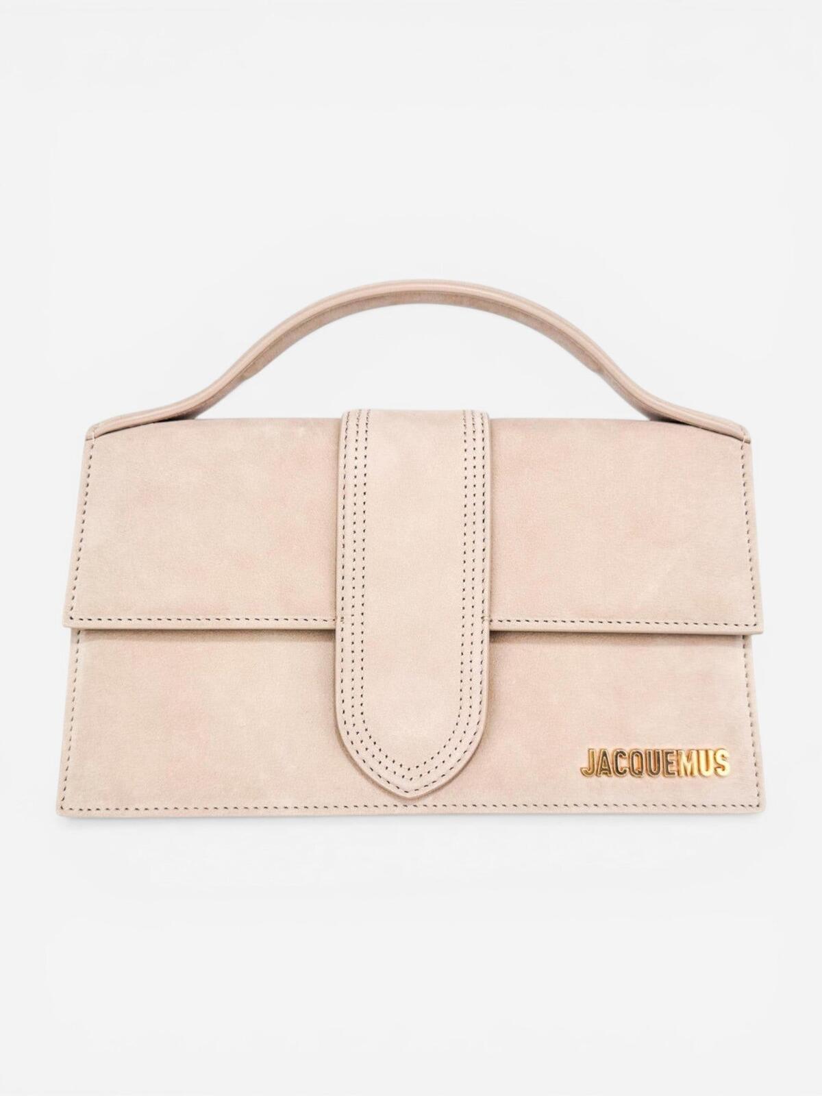 Jacquemus Le Grand Bambino Beige Nubuck Calf Leather Top Handle Bag NWT