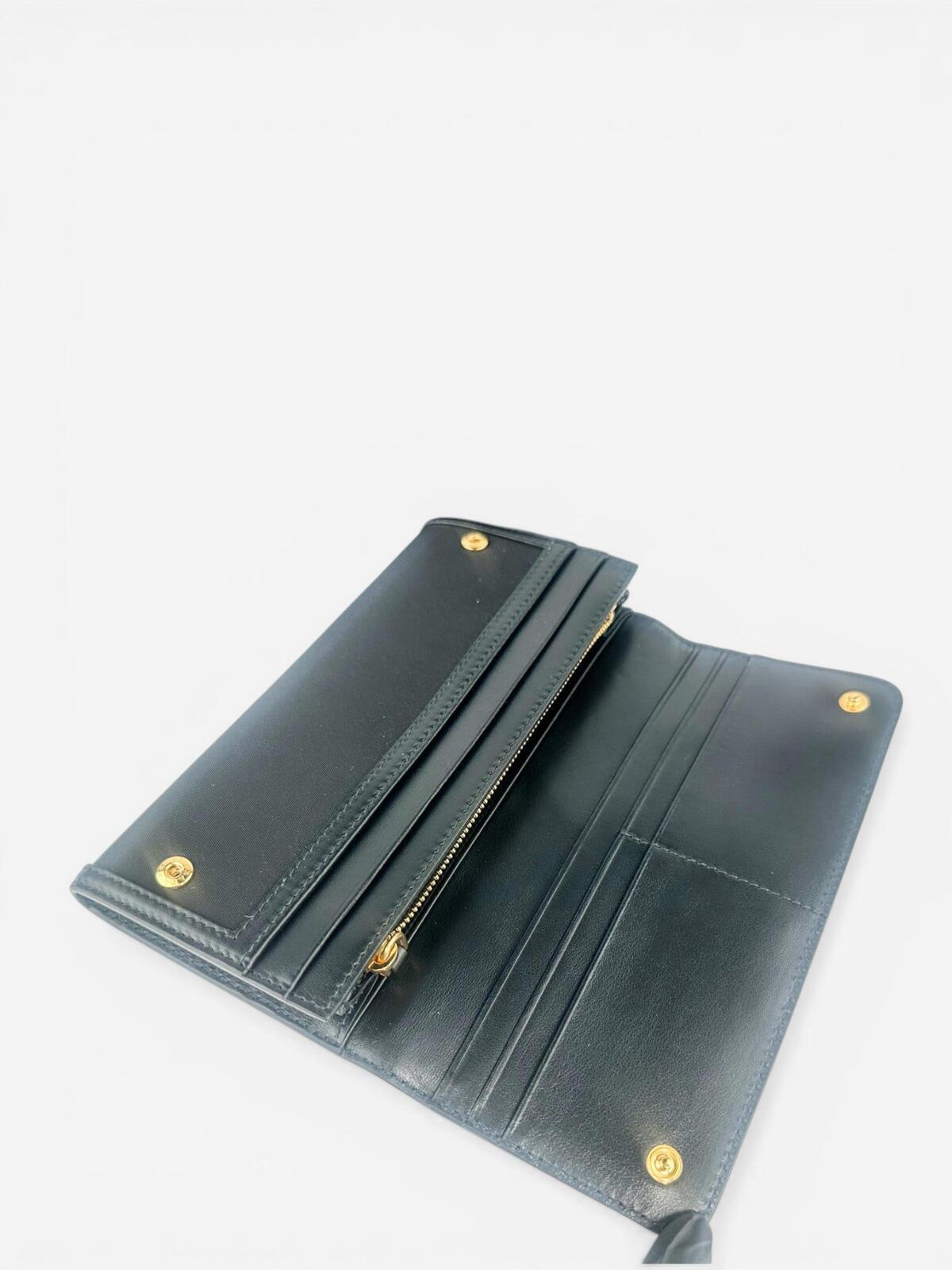 Prada Pattina Bow Wallet Black Tessuto Nylon & Leather | New w/ Box