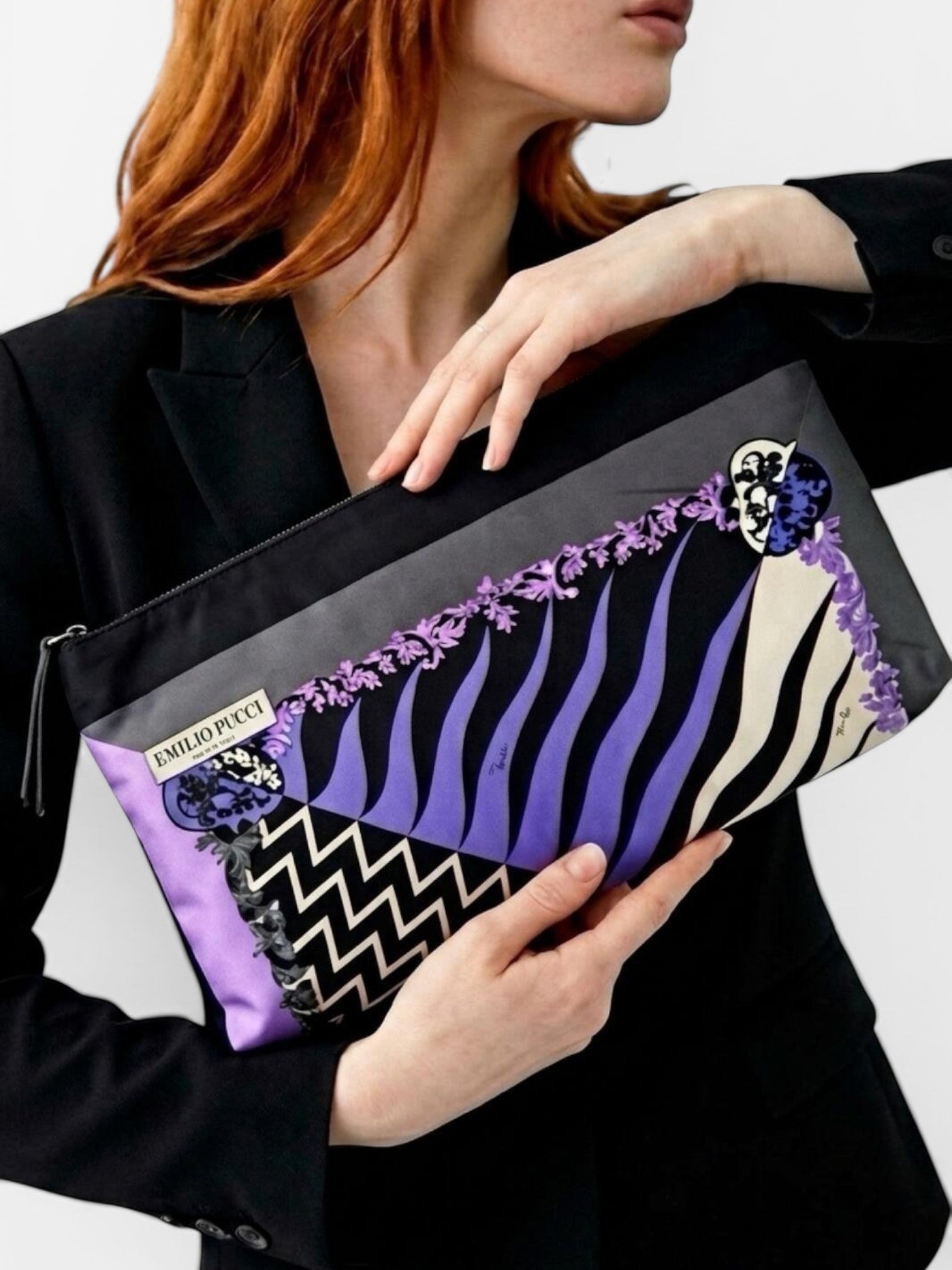 Emilio Pucci x Koché Limited Edition Purple Geometric Print Clutch – New