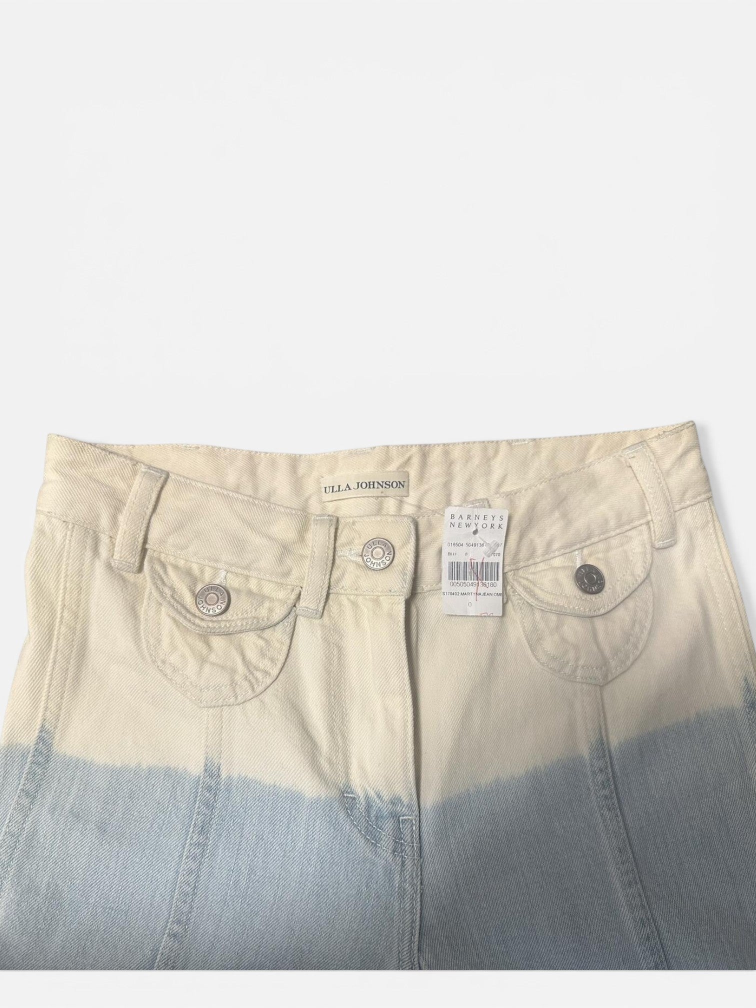 Ulla Johnson Dip-Bleach Wide Leg Cropped Jeans Blue Beige XS – NWT