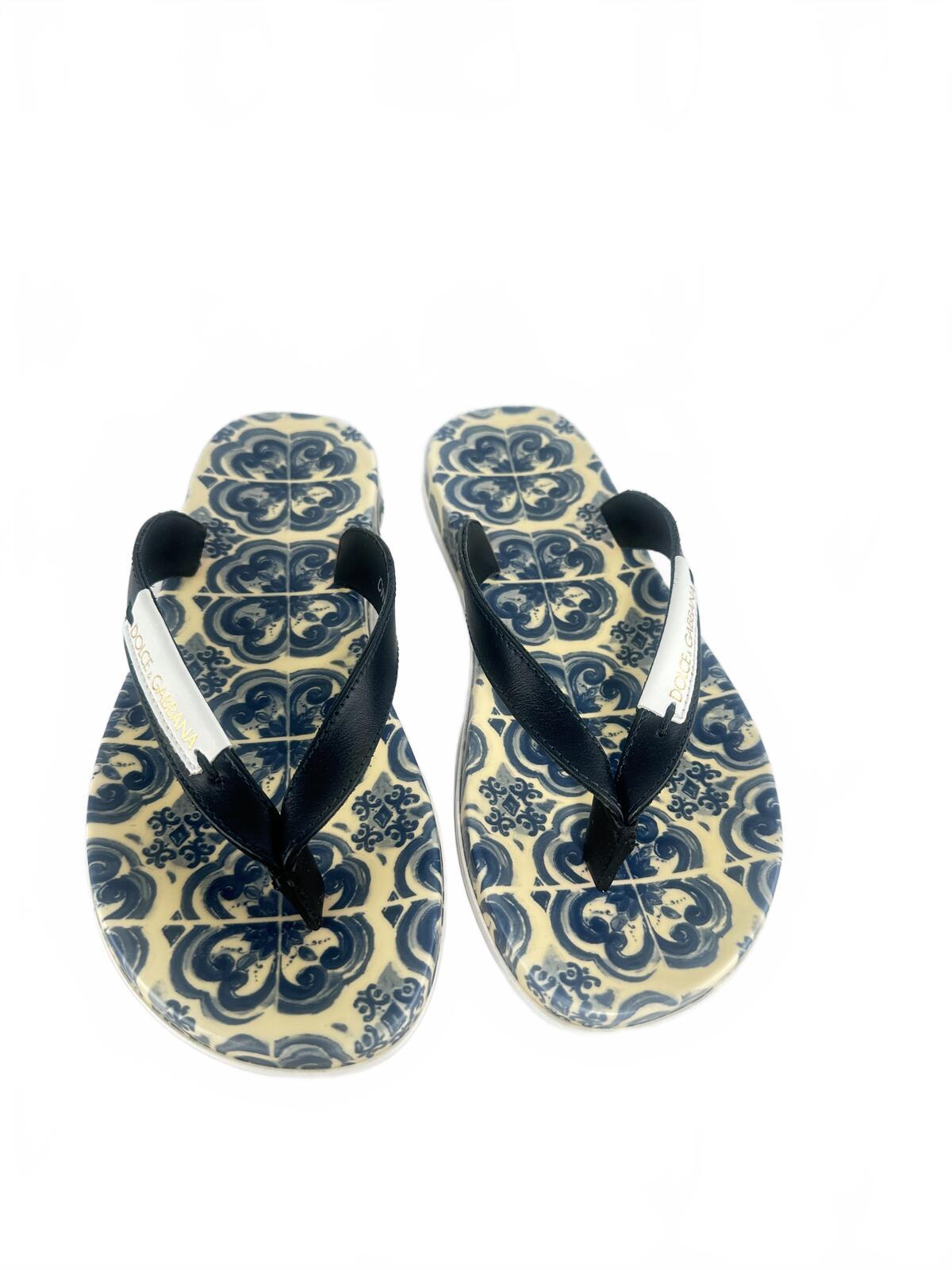 Dolce & Gabbana Maiolica Tile Print Flip Flop Thong Sandal EU 36 | NIB