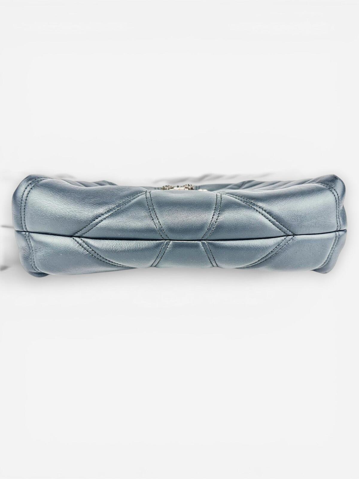 Dolce & Gabbana Devotion Quilted Leather Chain Shoulder Bag Heart Logo Gray