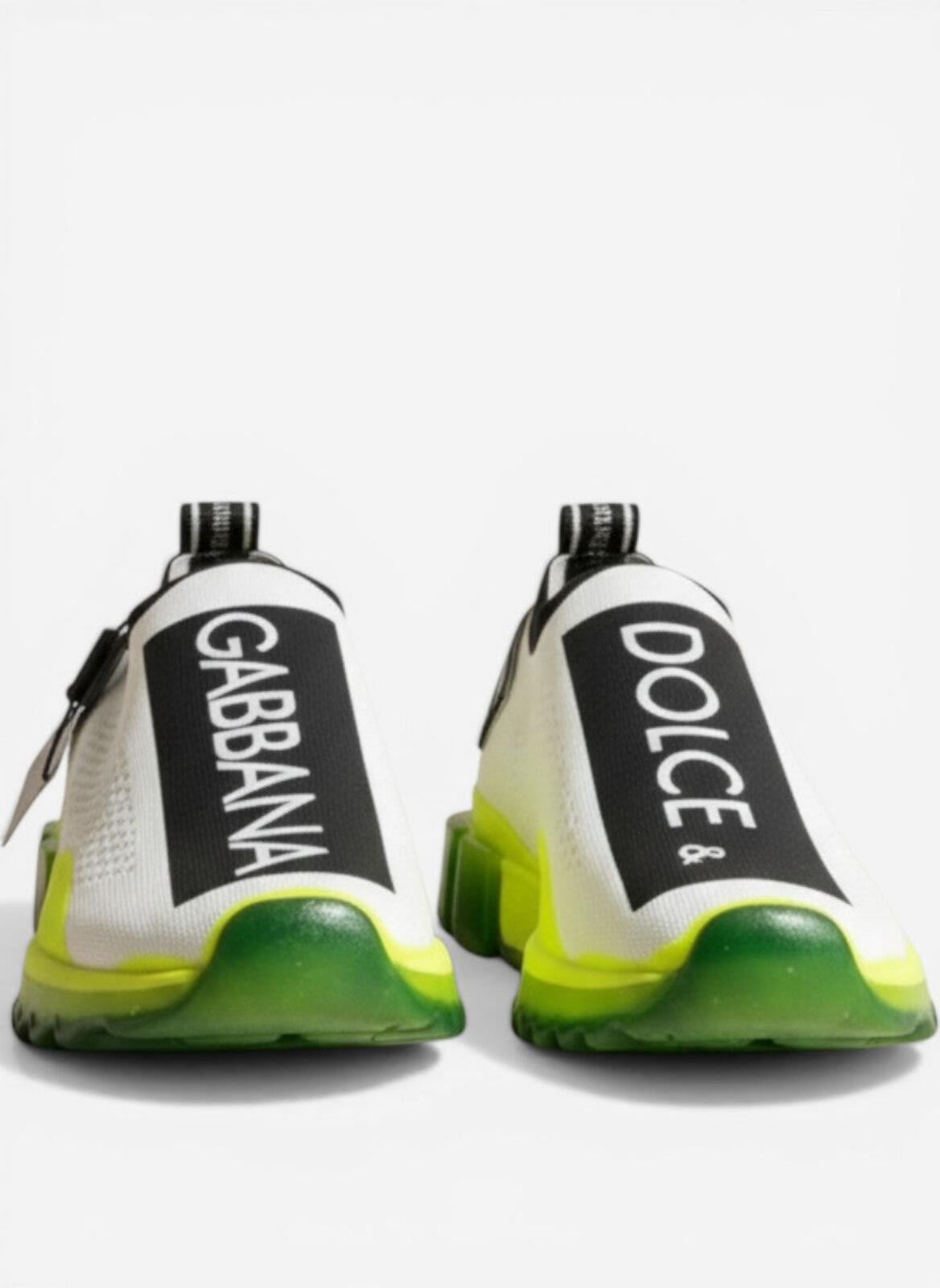 Dolce & Gabbana Sorrento Logo Slip-On Sneaker White Neon Green EU 41 NWT