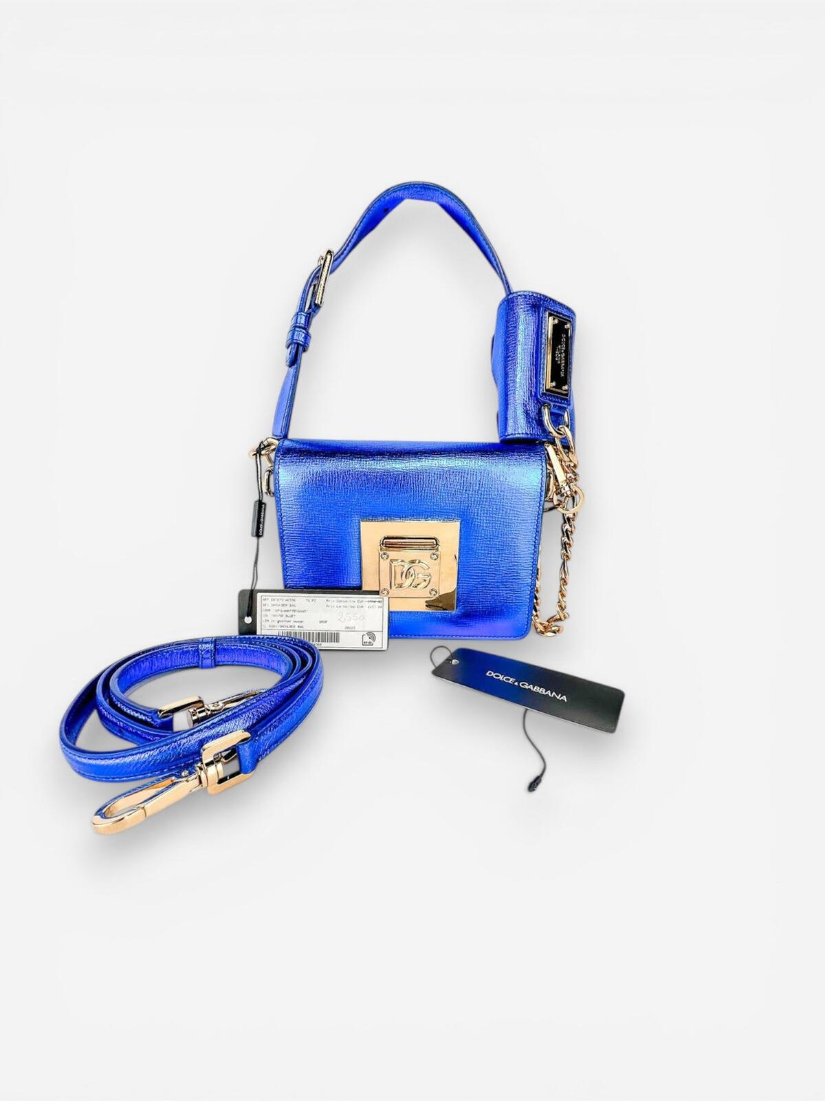 Dolce & Gabbana Bella Metallic Foiled Leather Shoulder Crossbody Bag Rare | NWT