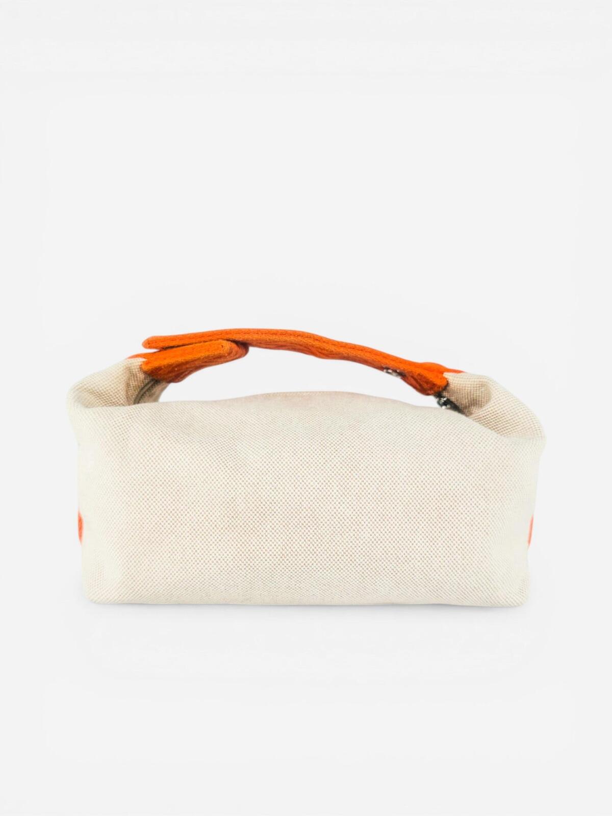 Hermès Bride-A-Brac Canvas Pouch Natural Orange Zip Top | Pre-Owned