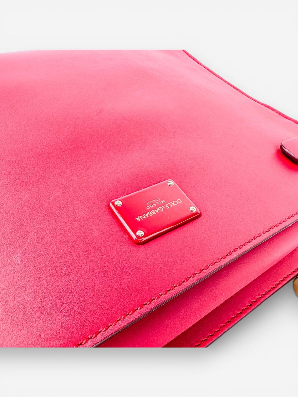 Dolce & Gabbana Sicily 62 Red Calfskin Top Handle Bag Gold Hardware NWT