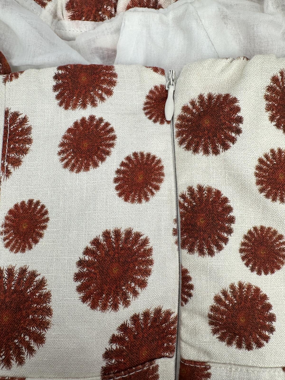 Agua Bendita Agua Bendita Acacia Bustier Linen Midi Dress White Red Print Size L | NWT - Vestir