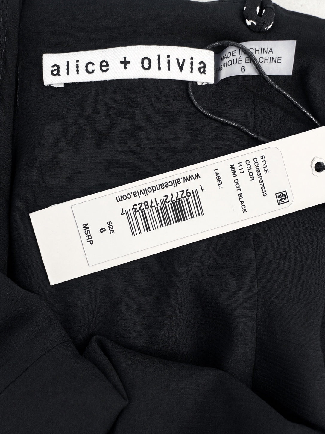 Alice + Olivia Alice + Olivia Ginger Polka Dot Asymmetrical Ruffle Midi Dress Black US 6 | NWT - Vestir